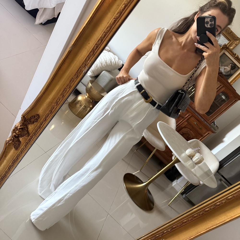 PrettyLittleThing White Wide-Leg Trousers